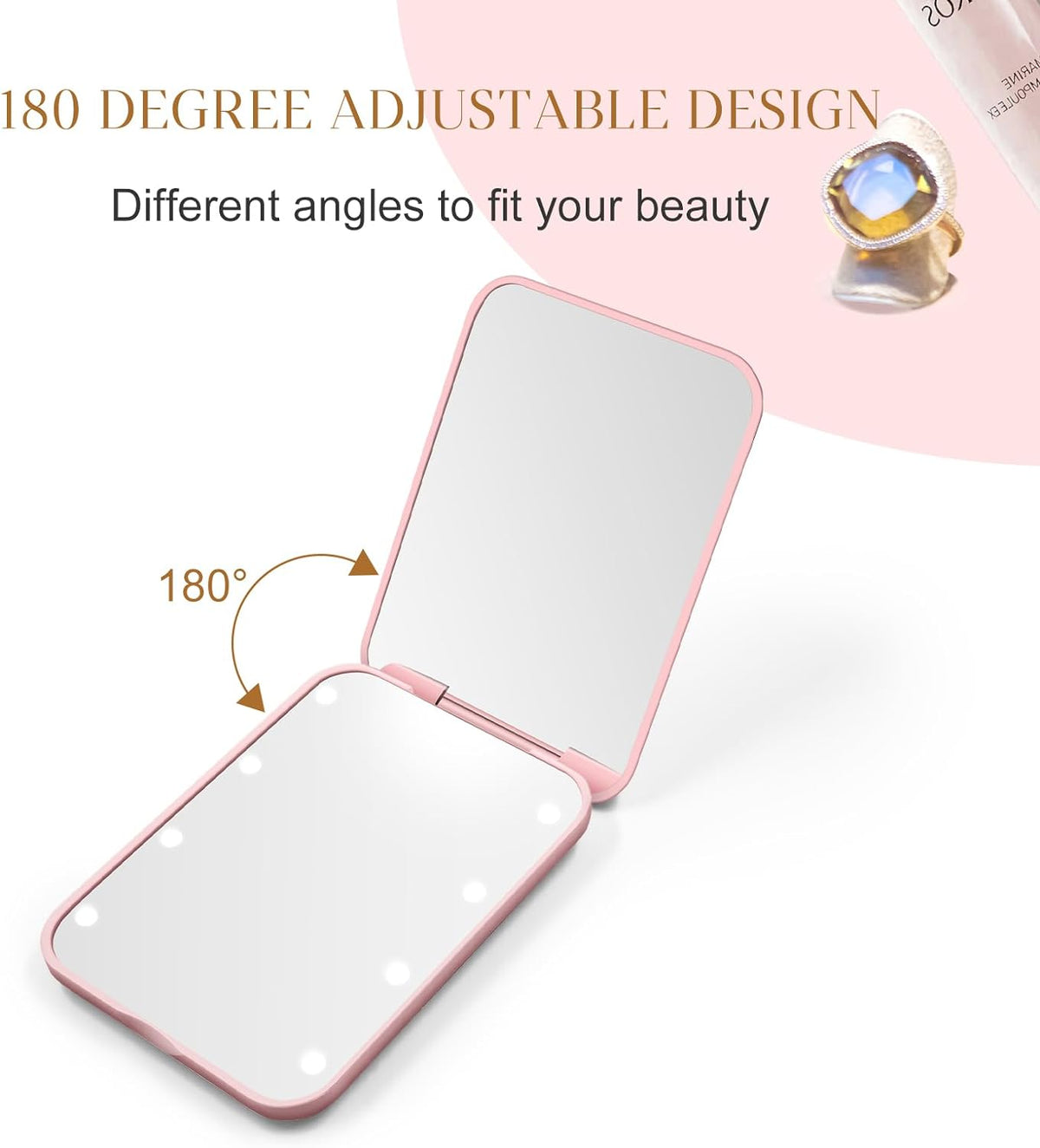 Compact Mirror, 1X/3X Magnification LED Pocket Mirror with Nternal BIattery, Mini Mirror for Purse