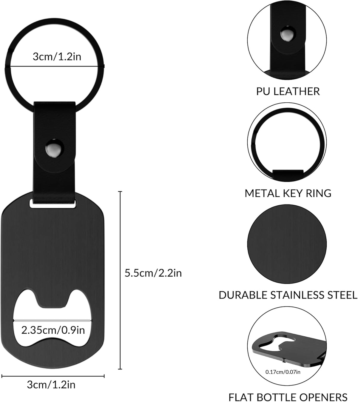 2 in 1 Personalized Bottle Openers Keychains Bulk,Pack 5-100 Flat Metal Custom Keychain with Your