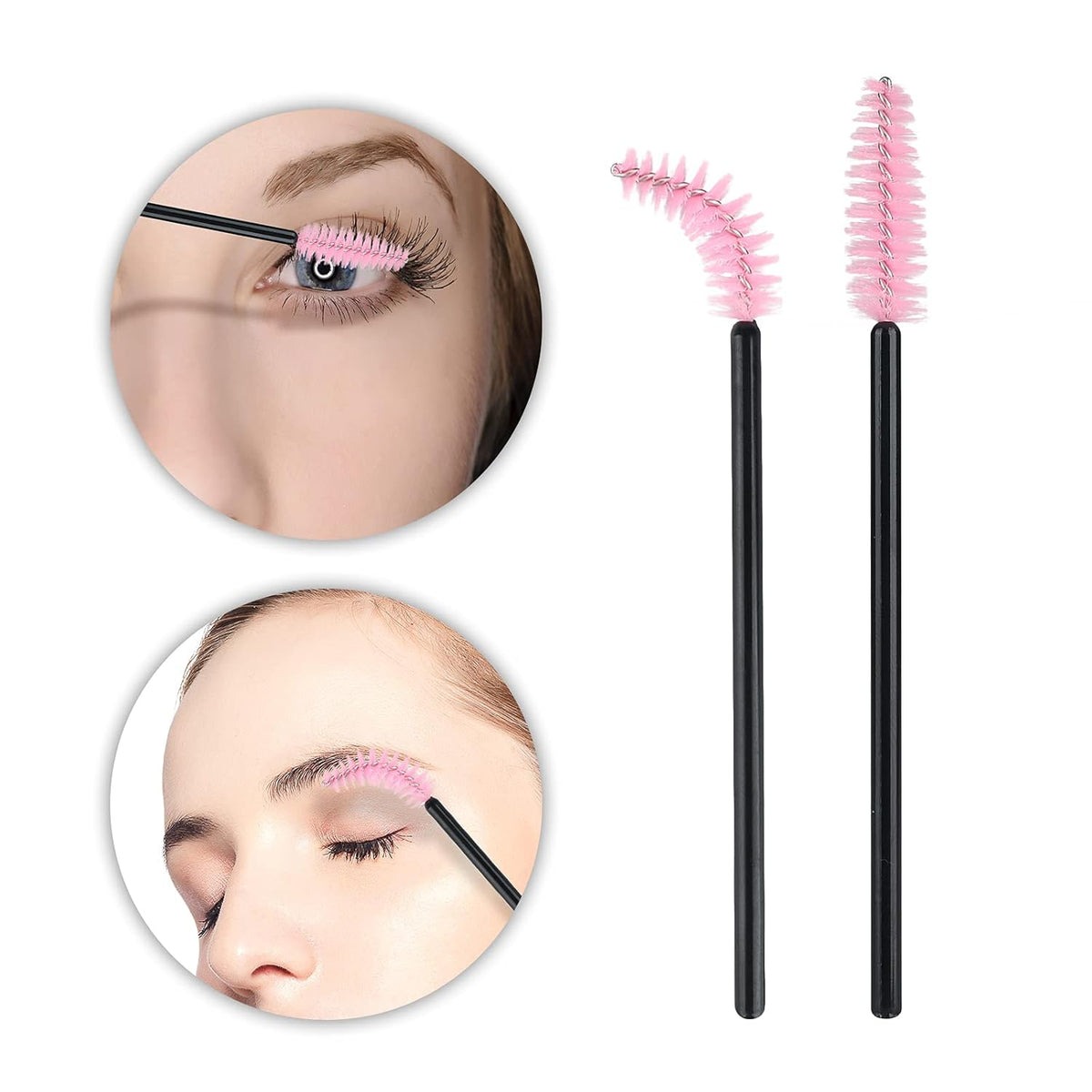 G2PLUS 100PCS Disposable Eyelash Brushes, Adjustable Mascara Wands Makeup Applicator, Lash Spoolies