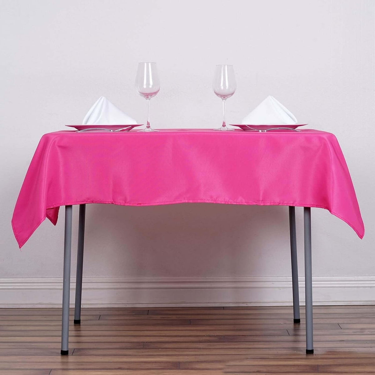Efavormart 54x54 Fushia Wholesale Linens Seamless Polyester Square Linen Tablecloth for Wedding