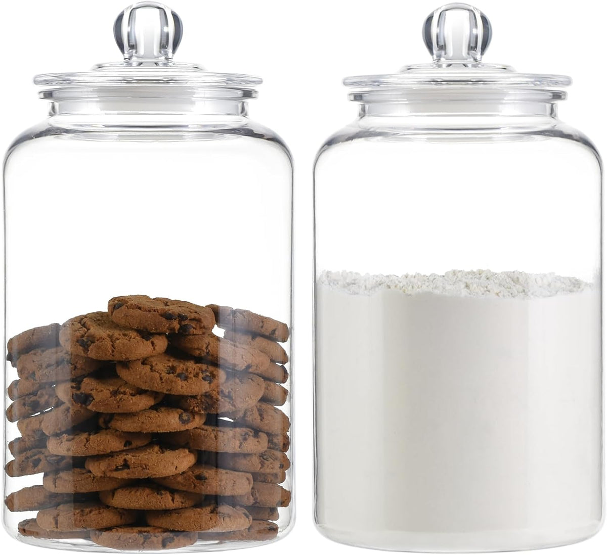 2 Pack 1 Gallon Plastic Cookie Jars, Unbreakable Apothecary Jars with Airtight Lids, Food Storage