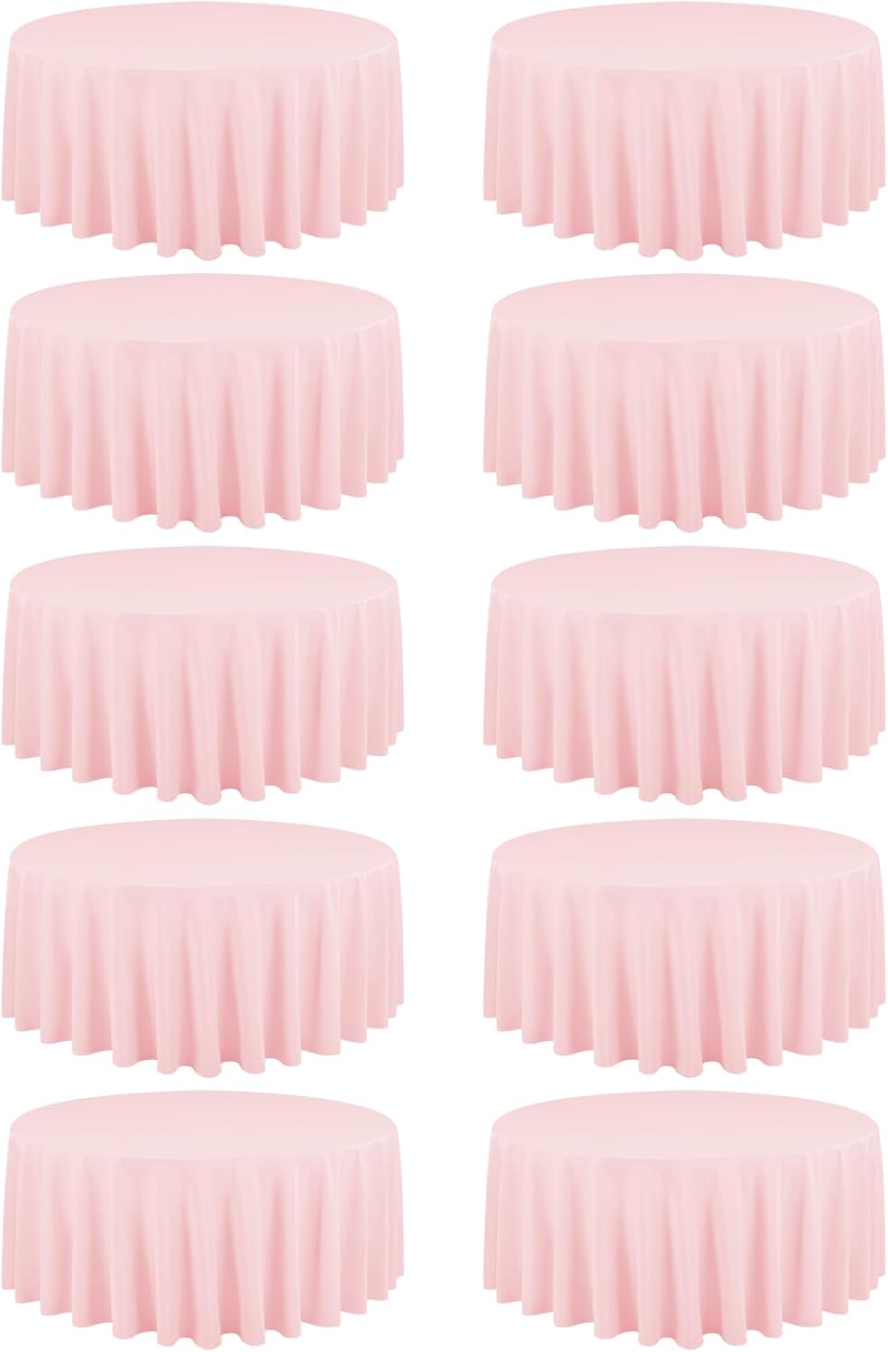 10 Pack Pink Round Tablecloths - 90 Inch, Polyester Table Cover, Stain and Wrinkle Resistant