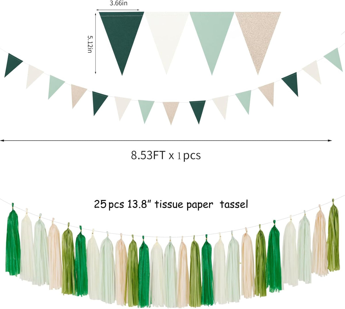 Sage-Olive Green Champagne-Gold Party Decorations - 30pcs Rustic Boho Wedding Paper Tissue Pom Poms