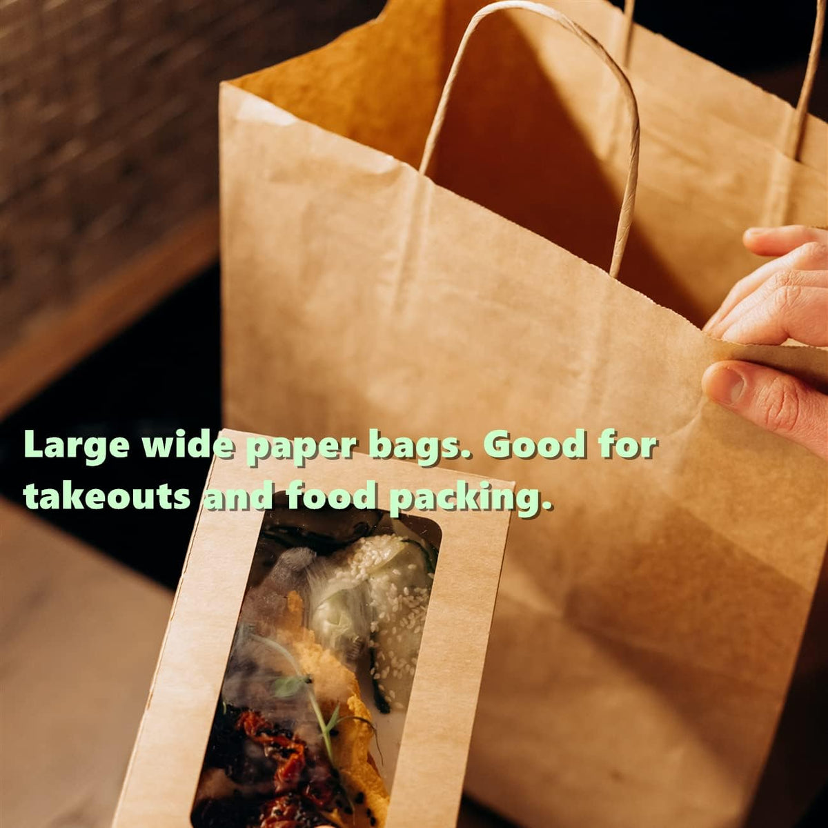 BagDream 12x7x12 Paper Bags 50Pcs Brown Paper Bags with Handles, Kraft Shopping Merchandise Retail