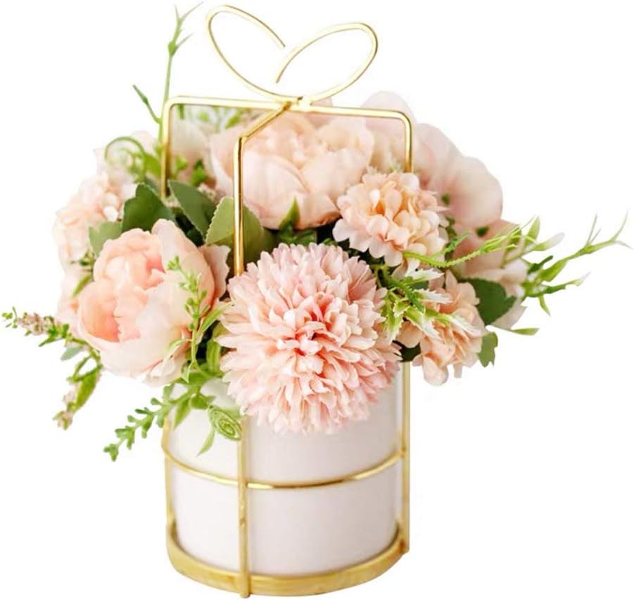 KIRIFLY Fake Artificial Flowers in Vase Faux Peony Silk Hydrangea Flower Centerpieces Décor for
