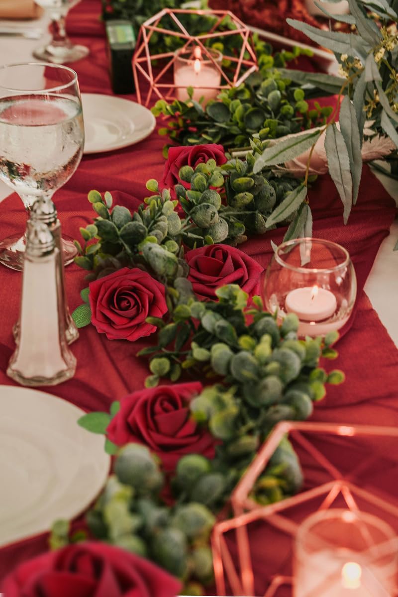 N&T NIETING Artificial Flowers - Fake Flowers Dark Red Roses Perfect DIY Wedding Bouquets