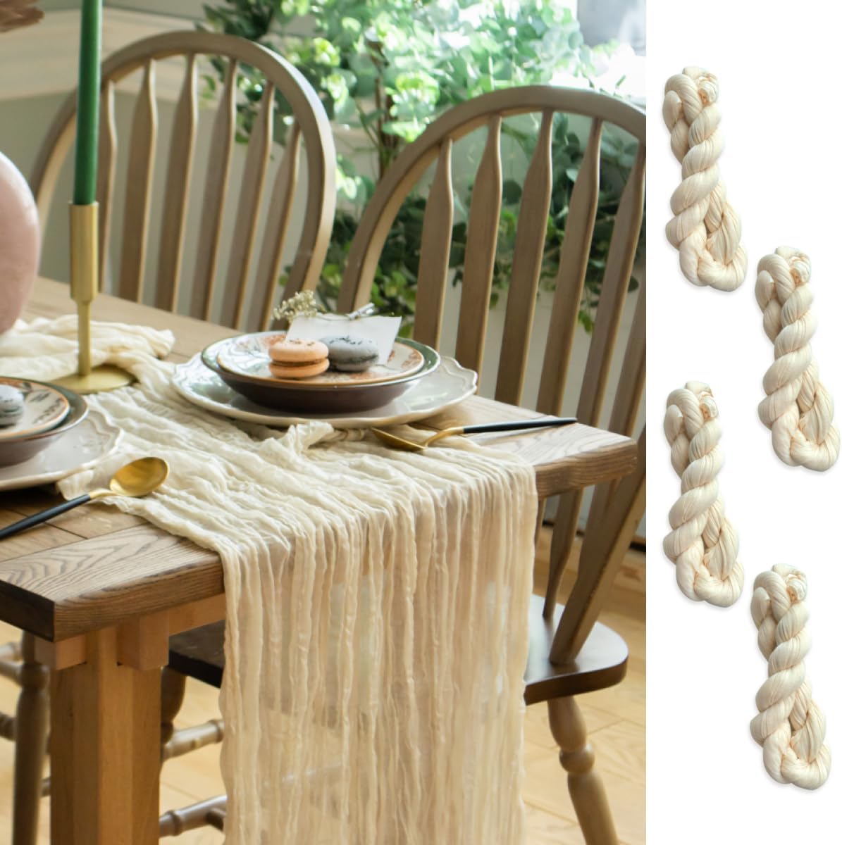 Ivory Cheesecloth Table Runner 141 inches Long Cream Gauze Table Runner for Bohemian Wedding Baby