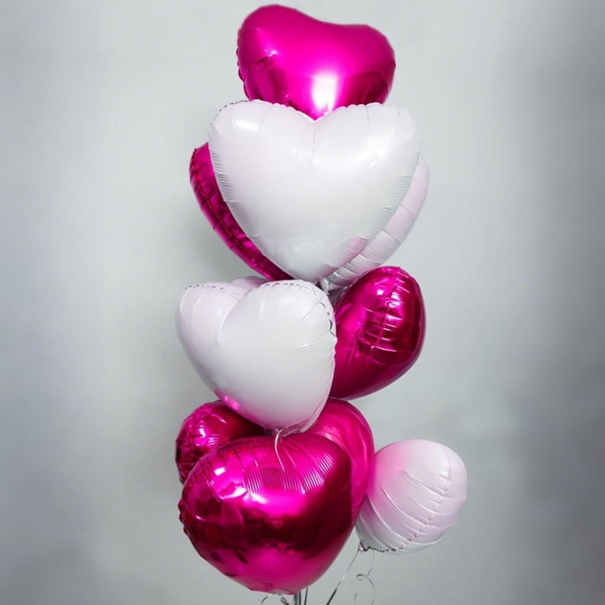 Hot Pink Heart Balloons,12Pcs 18 Inch Pink Foil Love Heart Shaped Balloons for Wedding Bridal