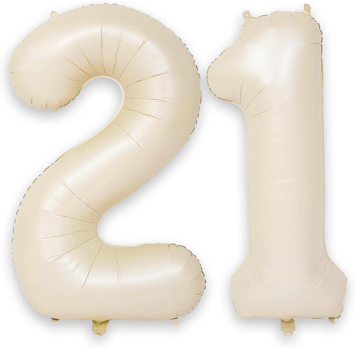 Beige 21st Birthday Balloons Number 21, 40 Inch Large Foil 1 & 2 Numbers Balloons for 21 Year Old