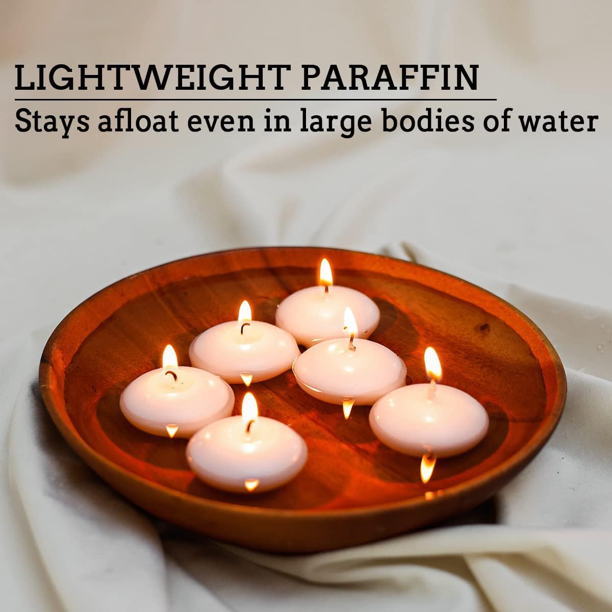 JHENG 50 Pack Floating Candles, 2'' White Unscented Dripless Wax Burning Candles, for Cylinder