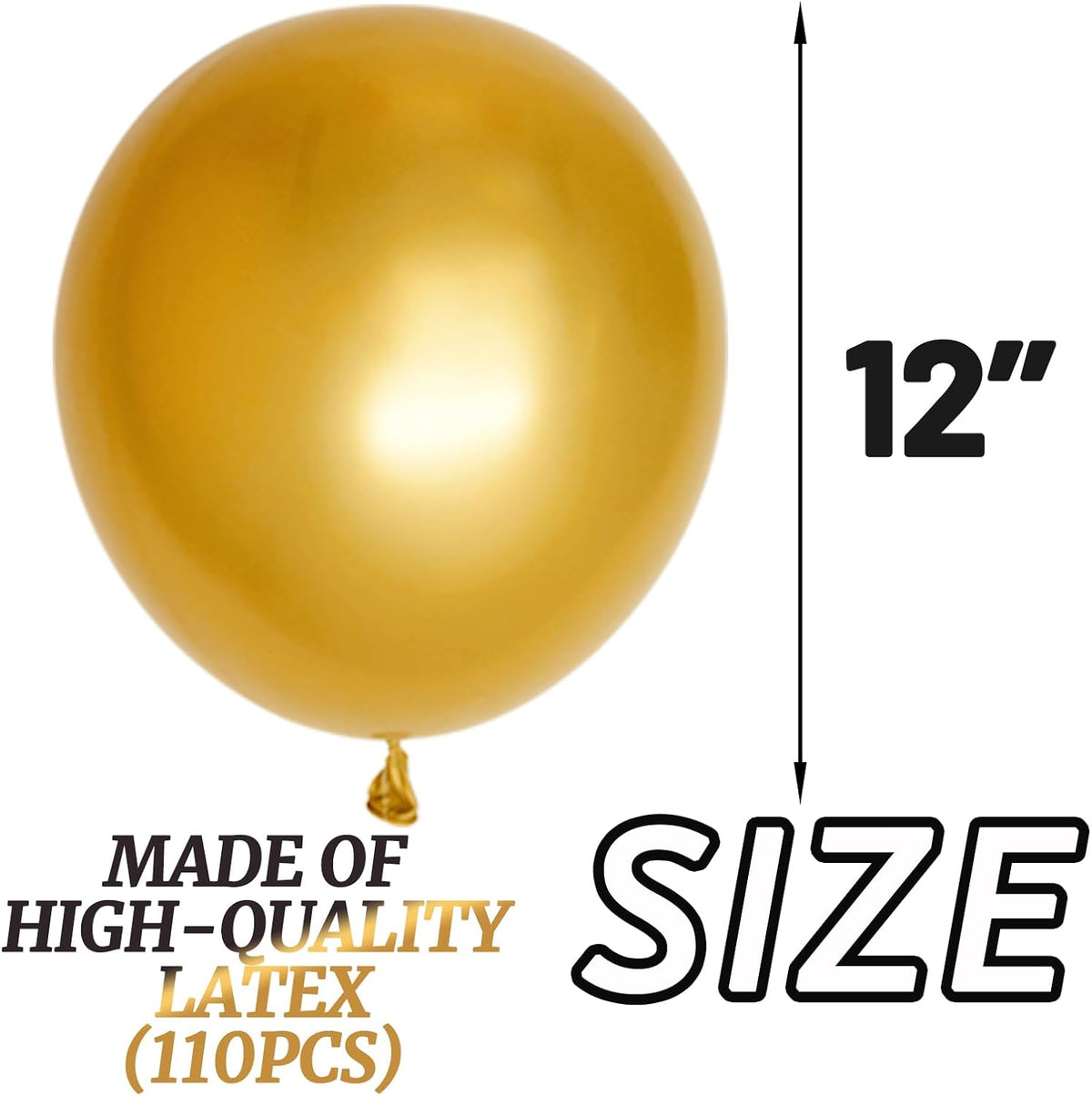 110pcs Metallic Gold Balloons, Metallic Gold Latex Balloons 12 inch, Gold Balloon for Birthday