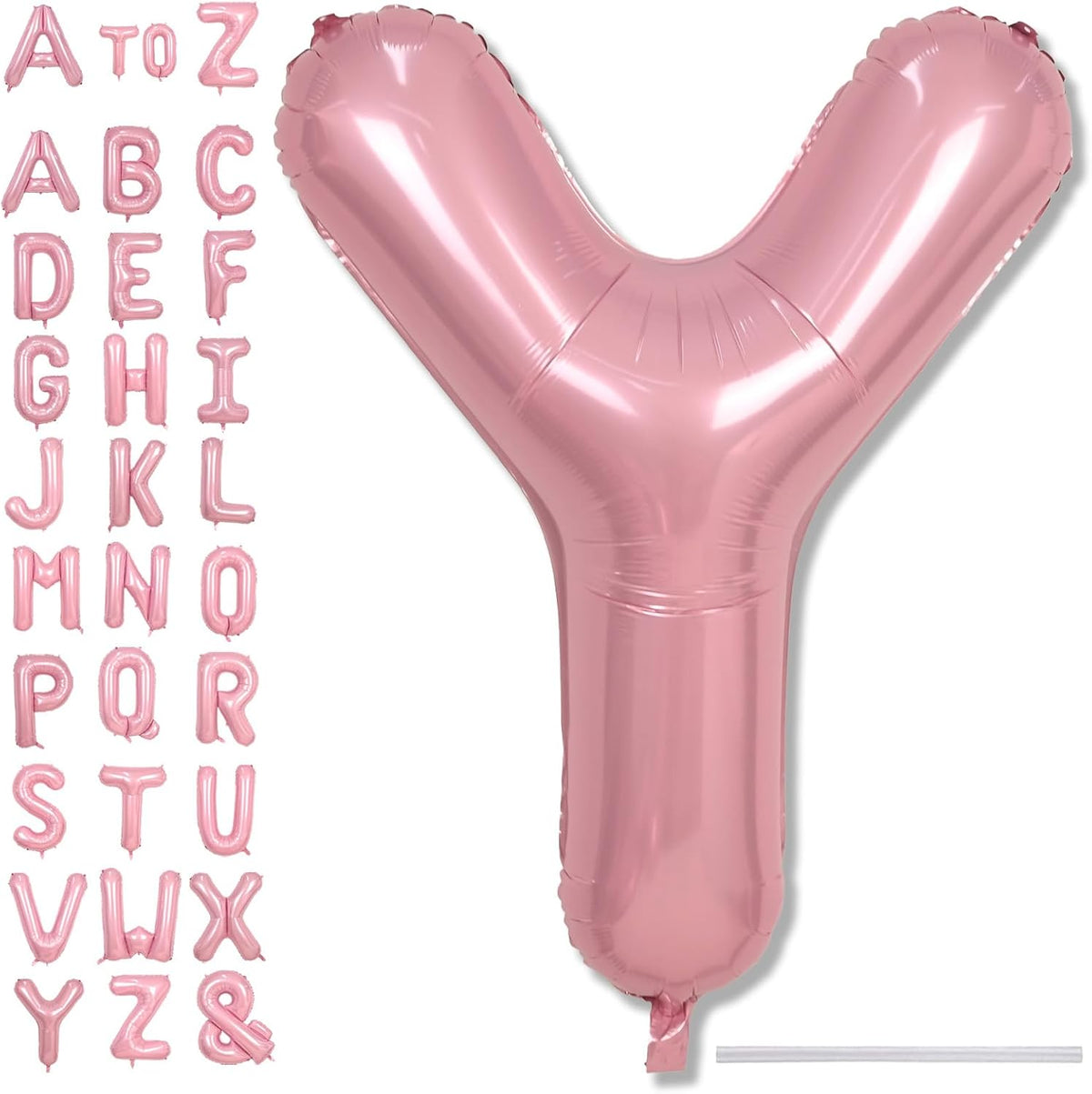 Giant Letter Y Foil Balloon Baby Pink, Pastel Pink Inflatable Word Balloon Y Alphabet Birthday