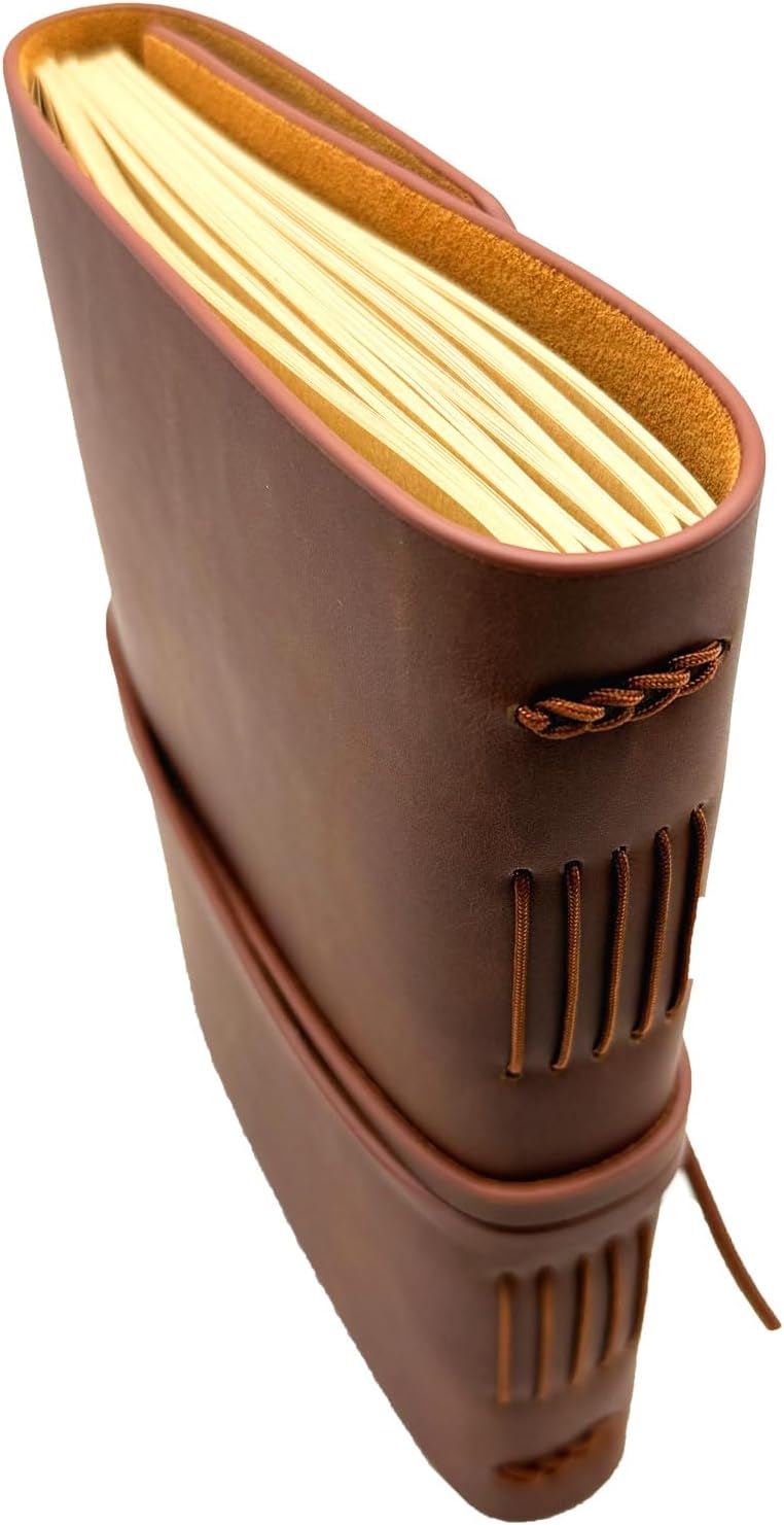 Dark Brown Notebook Journal - Leather Journals for Writing Small Size Diary 5.5x7.5 Inch, Notepad
