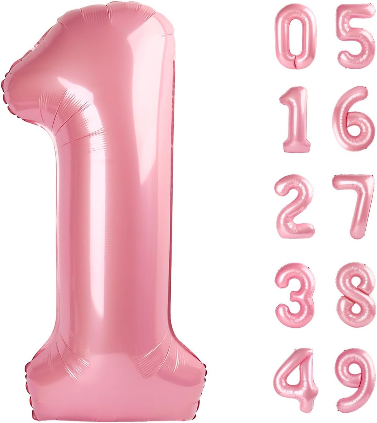 Pearlescent Pink Number 1 Balloon 40 inch, Number 1 Birthday Balloon for Boy Girl, Pearl Pink One