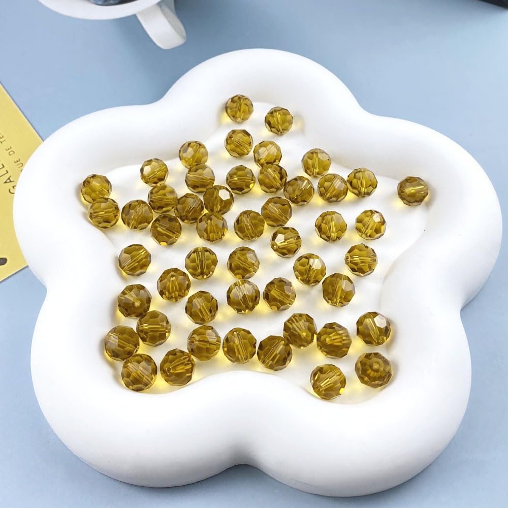 100 PCS 8mm Crystal Glass Beads Round Multiple Faceted Loose Spacer Glass Beads for DIY Handcrafte
