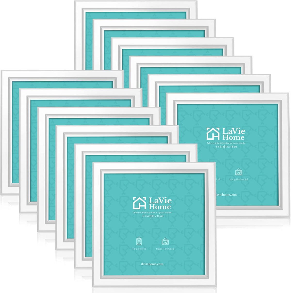 LaVie Home 5x5 Picture Frames (12 Pack, White) Simple Designed Photo Frame with High Definition