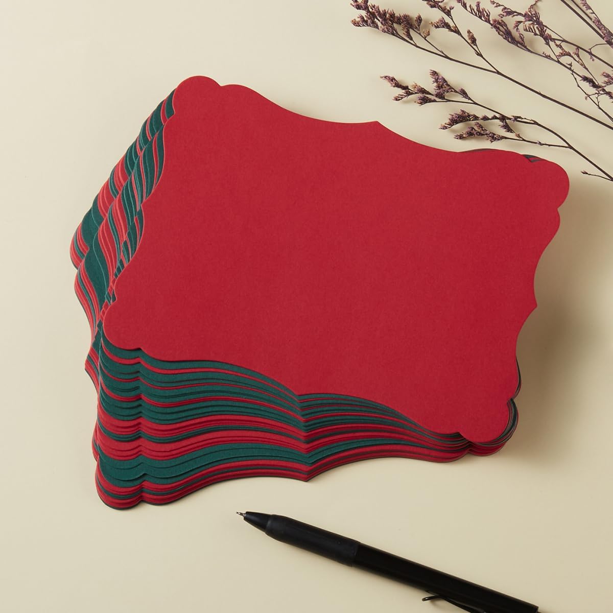 50 Pack Christmas Blank Kraft Cards Cardstock Thick Paper Brown Greeting Cards for DIY Gift Card