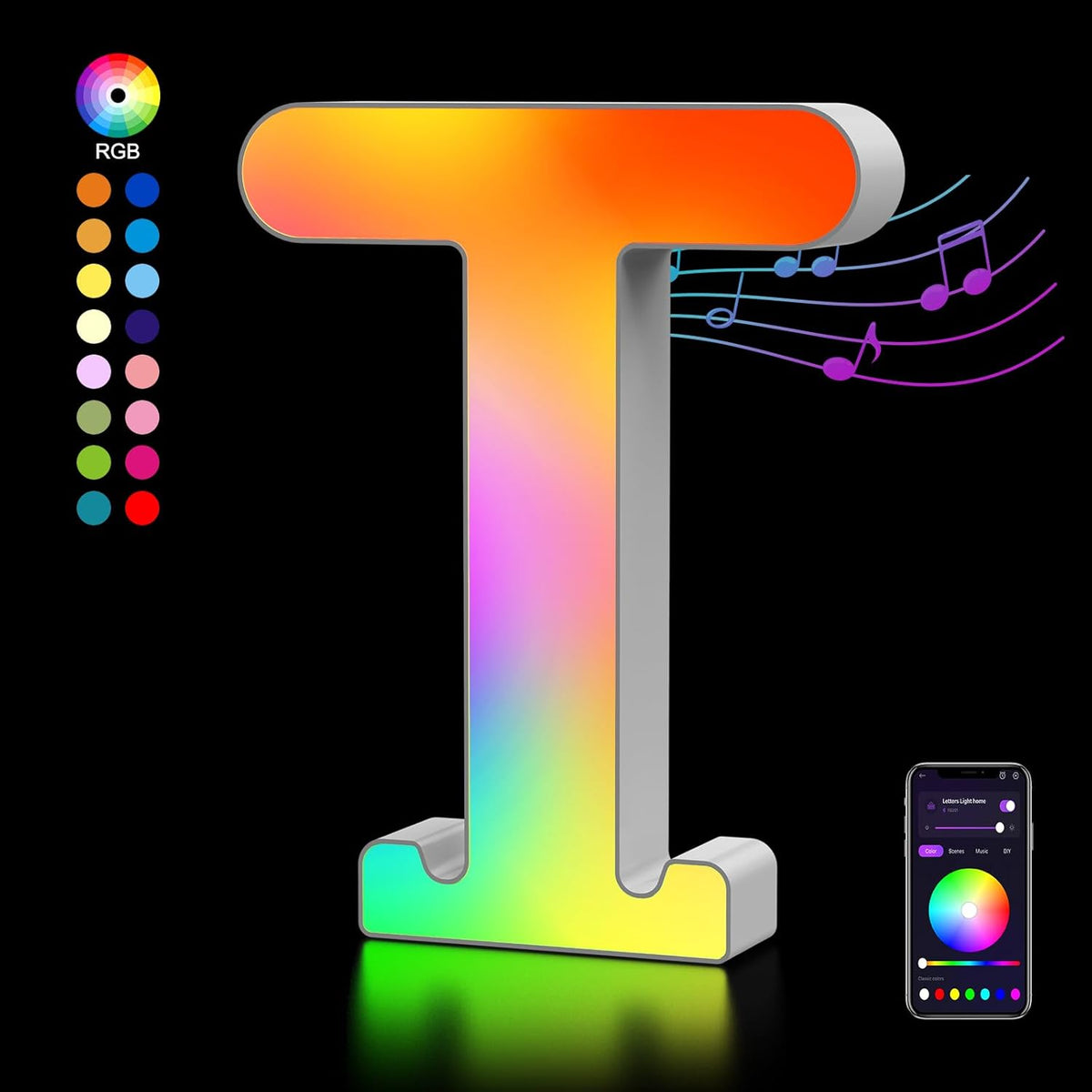 OJQ Light Up Letters LED Letter - Marquee Letters Room Decor Alphabet Letter Music Sync Color