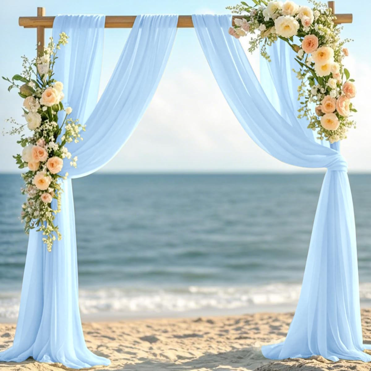 Light Blue Elegant Arch Draping Fabric Outdoor 1 Panel 29" × 20Ft Sheer Chiffon Curtain Drapes for