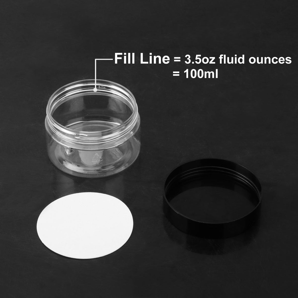 96 Packs 3.5 OZ Transparent Plastic Jars with black Lids, Body Butter Containers, Cosmetic