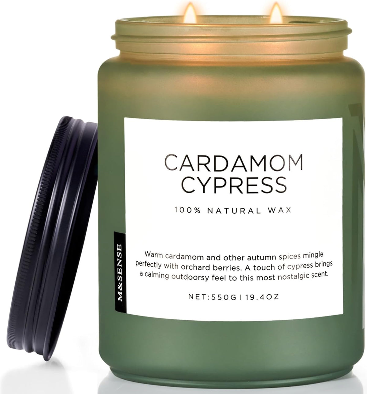 M&SENSE Spice Cardamom Cypress Large Soy Candles for Home Scented 2 Wick Large Soy Natural Candles