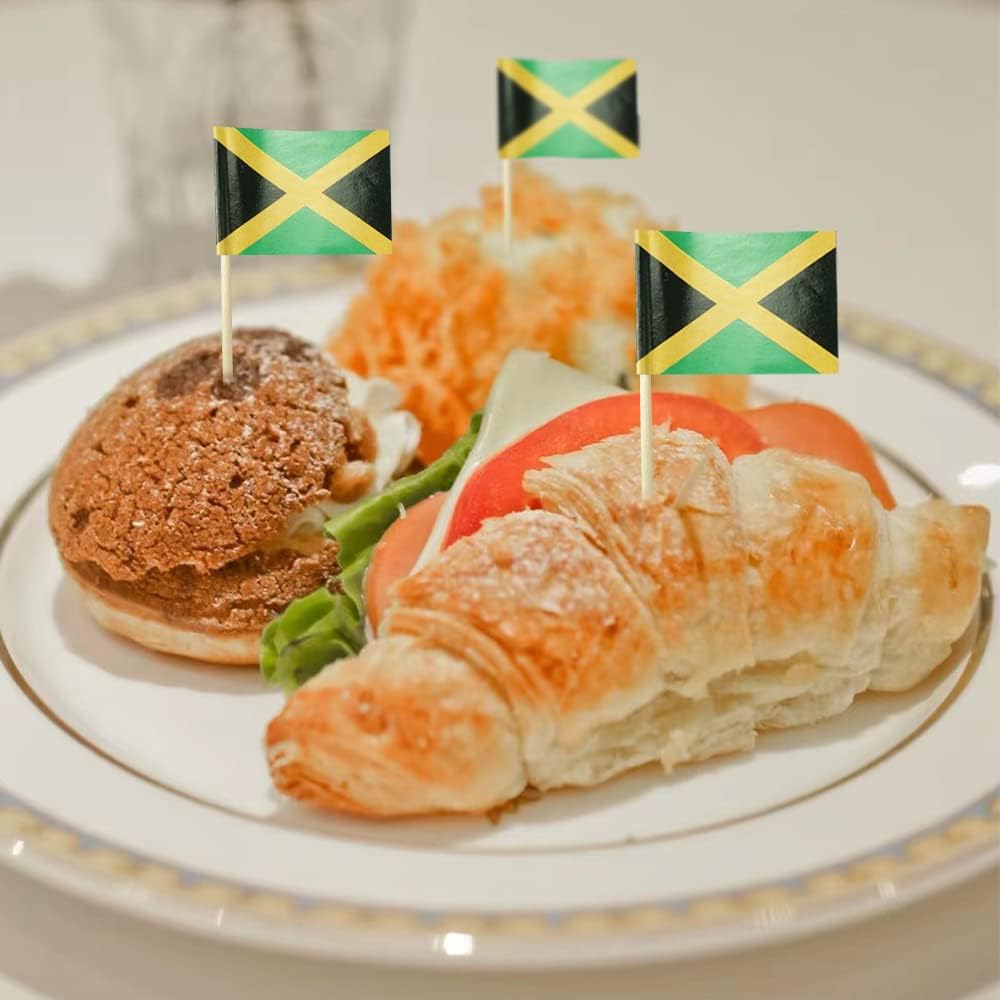 Jamaica Flag Jamaican Flag, Small Mini Jamaica Toothpick Flags for Food, Cupcakes, Cocktails