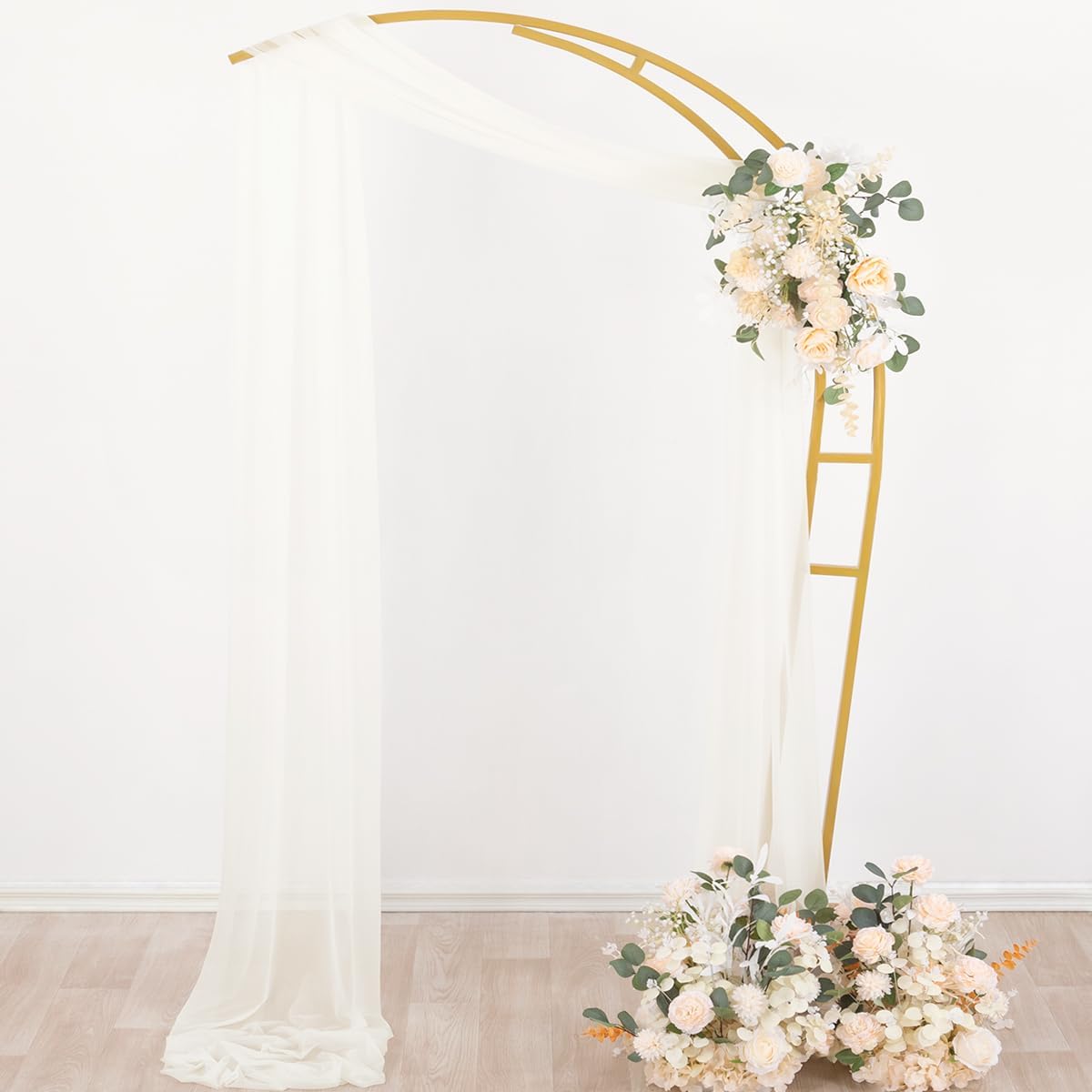 Socomi Ivory White Wedding Arch Draping Fabric 29" x 20Ft 2 Panels Sheer Outdoor Curtain Drapes