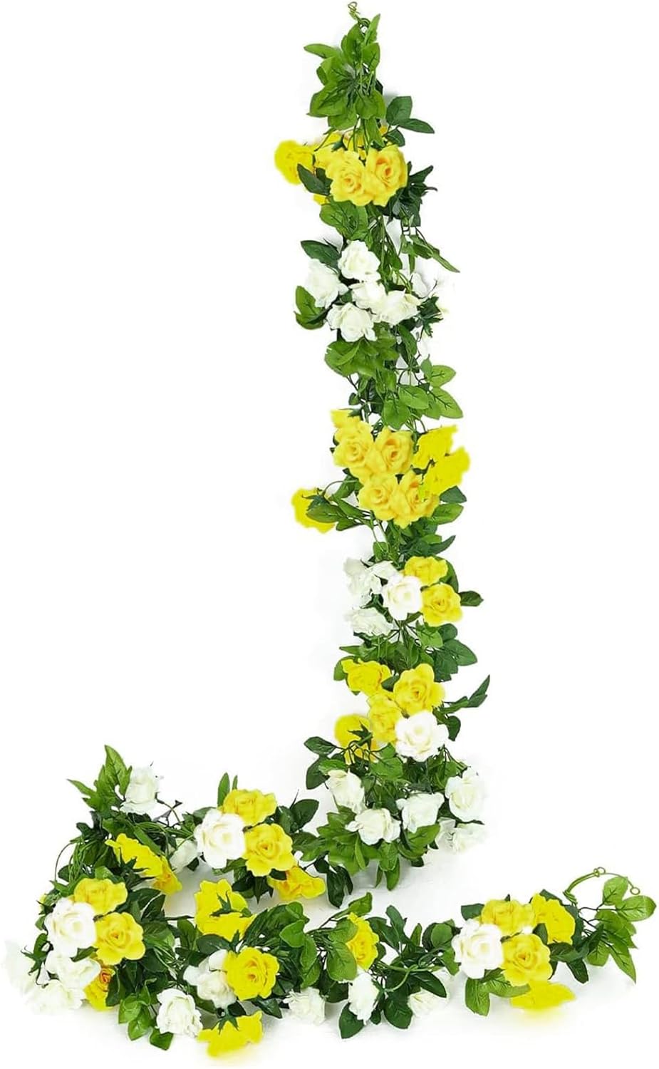 JUSTOYOU 2 Pack (15.8FT) Fake Rose Garland, Artificial Rose Vines Flowers Hanging Silk Rose Vine