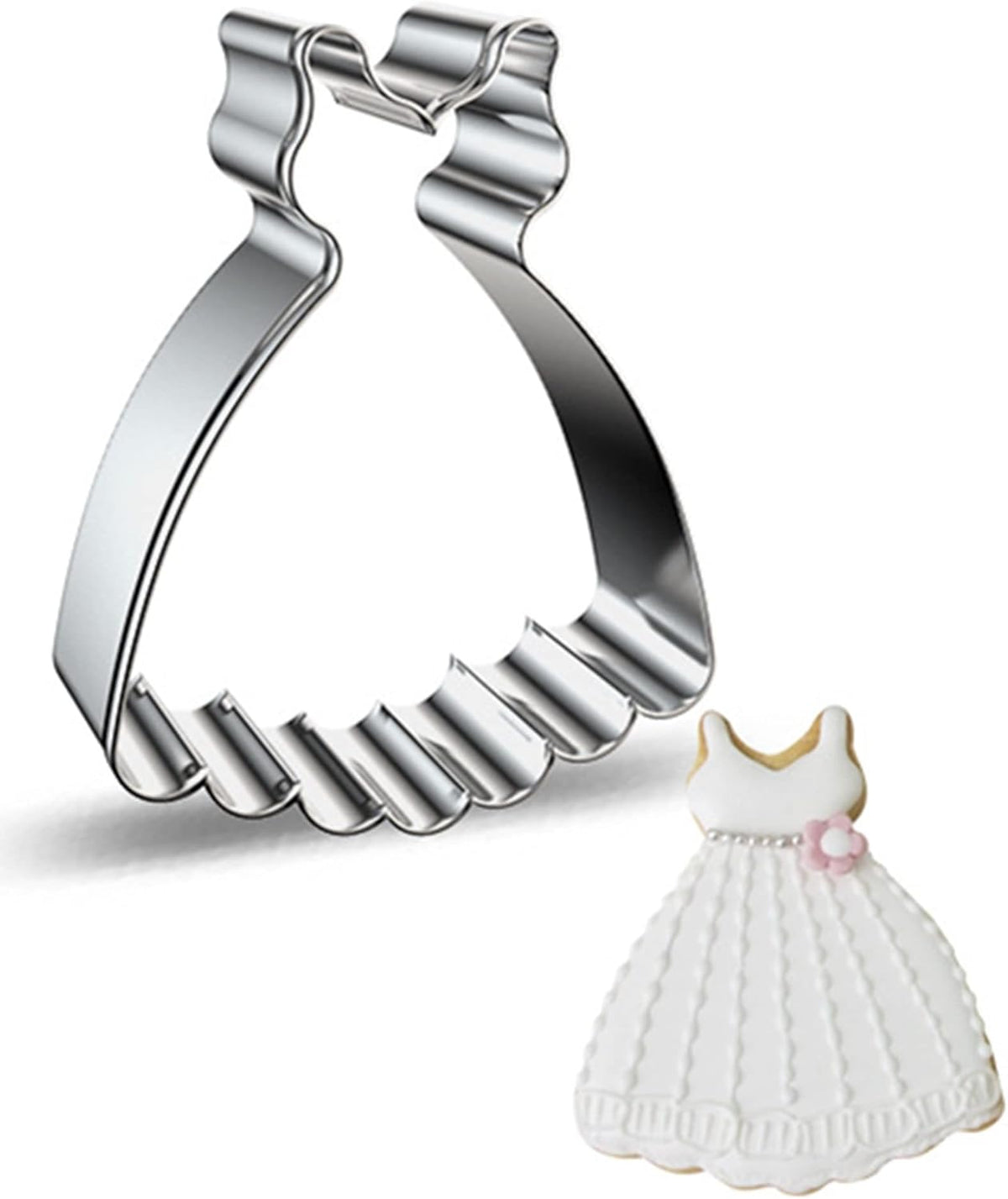 Large Size Dress Shaped Cookie Cutter, Stainless Steel Suspenders Princess Dress Wedding Dress
