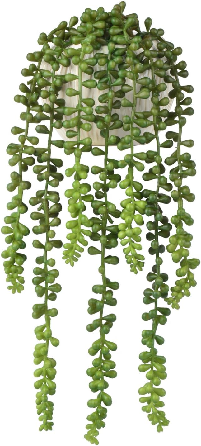 Succulents Plants Artificial, Small String of Pearls with Ceramic Pot Artificial Faux String of