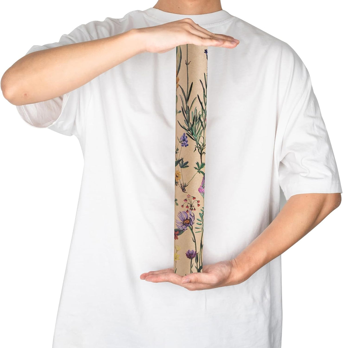 RUSPEPA Wild Flower Wrapping Paper Roll for Women, 17 Inches x 32.8 Feet, Mini Roll, Kraft Floral