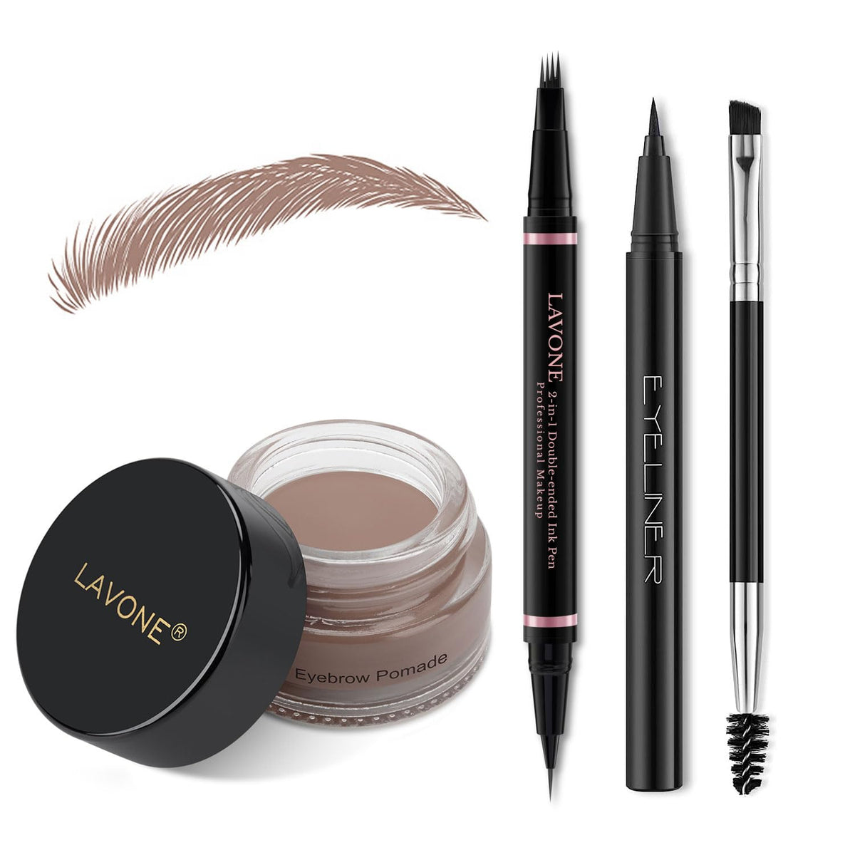 Eyebrow Pencil Makeup Kit, with Waterproof 2-IN-1 Microblading Eyebrow Pen, Eyebrow Pomade