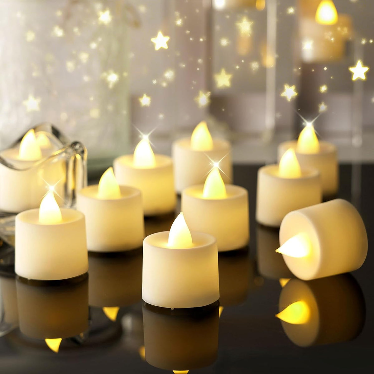 Amagic 12/24/50/100/150 Pack LED Tea Lights, Flameless Votive Candles, Battery Operated Tealights