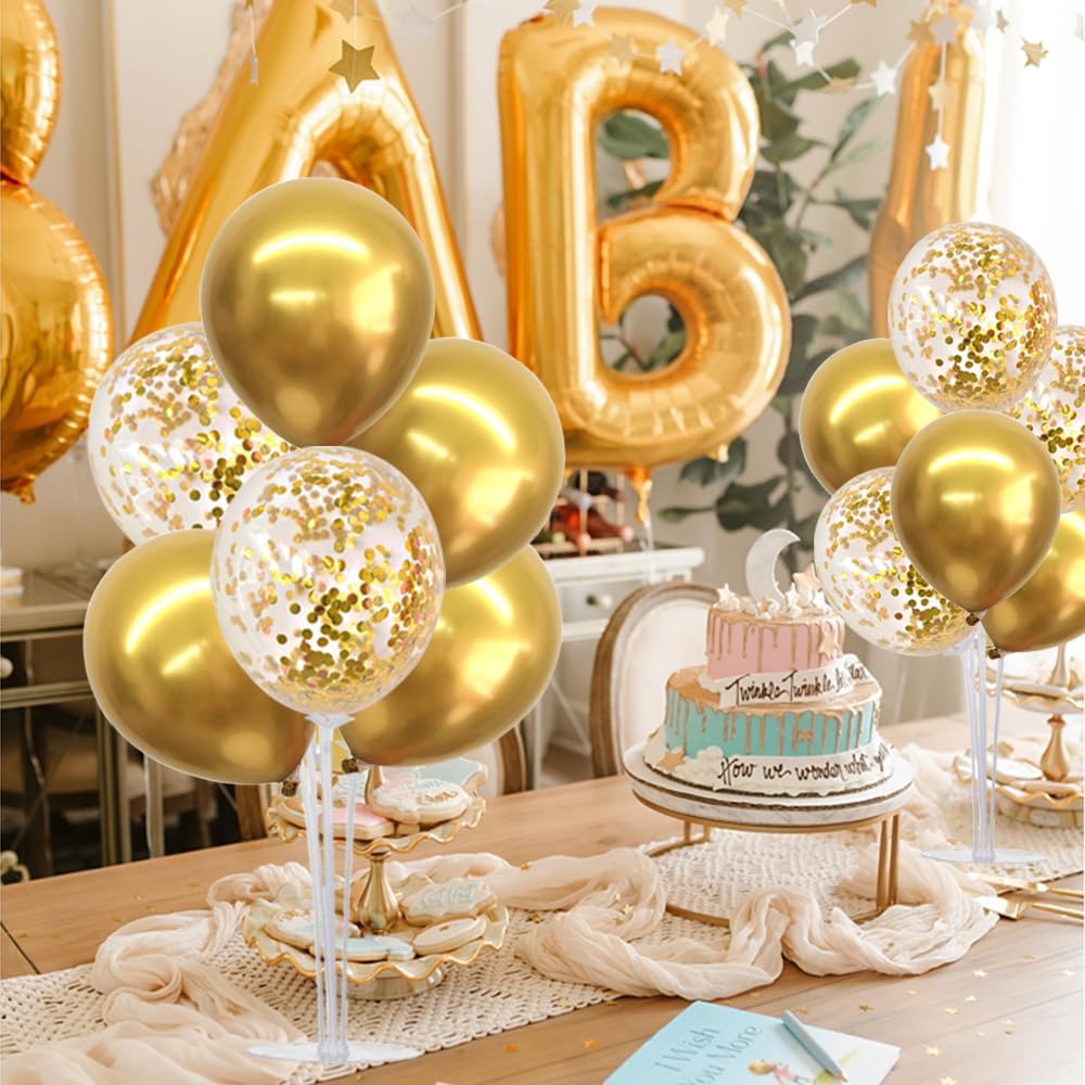 TONIFUL 4 Set Gold Balloon Centerpieces for Table, Balloon Stand Kit for Party Centerpiece Table