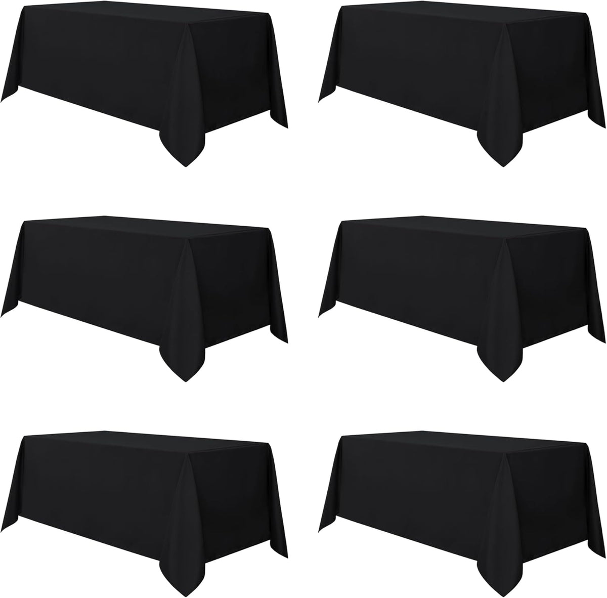 sancua 6 Pack Black Tablecloth 90 x 132 Inch - Rectangle Table Cloth for 6 Feet Tables Stain and