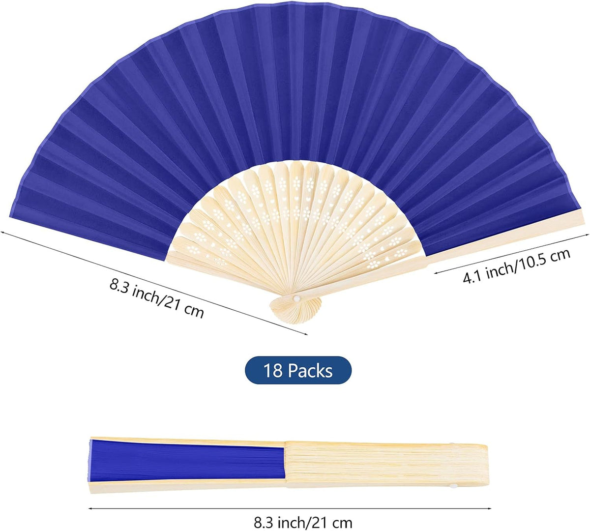 Aneco 18 Pieces Handheld Fans Cloth Hand Fans Bamboo Folding Fans for Wedding Decoration, Church