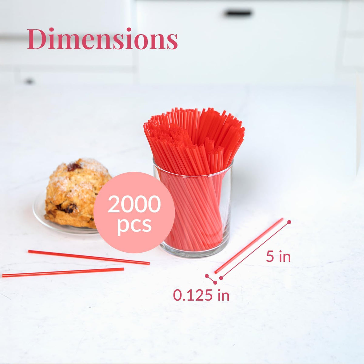 Prestee 2000 Count Red Coffee Stirrers - 5 Inch Plastic Stir Sticks for Hot and Cold Beverages