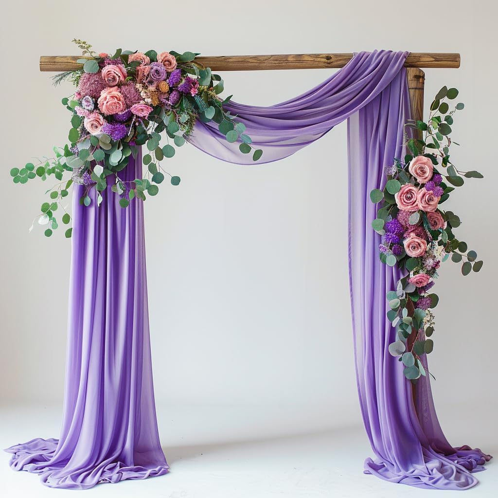 Wedding Arch Draping Fabric 1 Panel 28.7" x 20FT Lavender Purple Sheer Chiffon Backdrop Drapes for