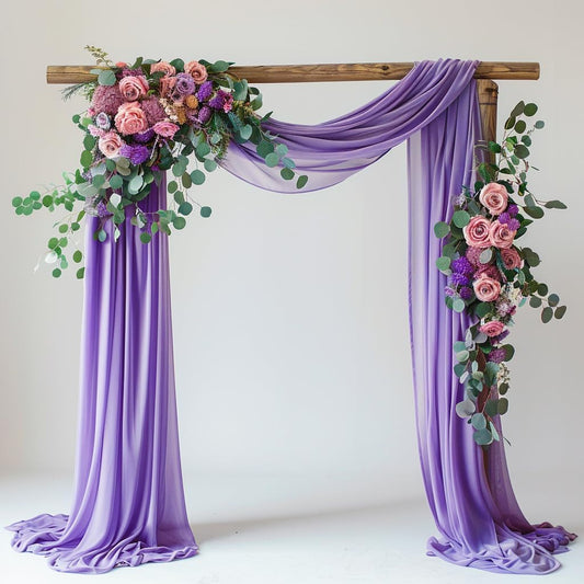 Wedding Arch Draping Fabric 1 Panel 28.7" x 20FT Lavender Purple Sheer Chiffon Backdrop Drapes for