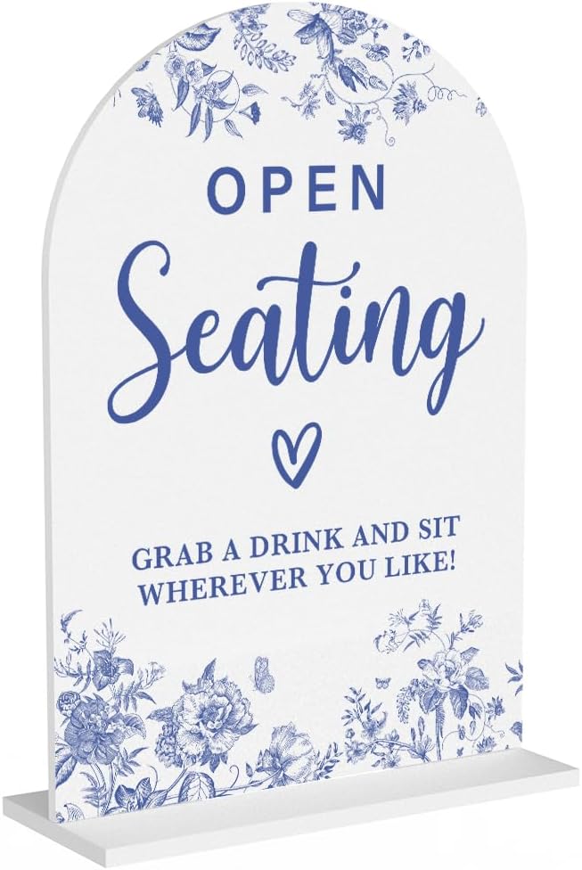 Acrylic Wedding Signs, Dusty Blue Wedding Decor, Blue Weddings Decor, Open Seating Signs for