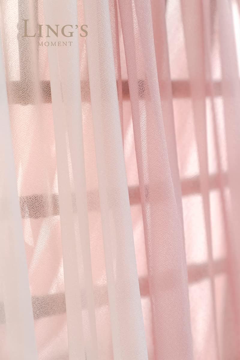 Ling's Moment Sheer Chiffon Table Cloth & Runner Set for 3x4ft Rectangle Table Decor in Dusty Rose