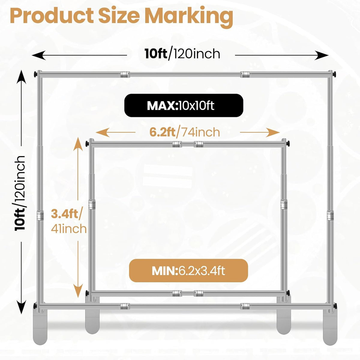 Jiang&Rong 10x10ft Heavy Duty Backdrop Stand Kit - Adjustable Step and Repeat Photo Banner Stand