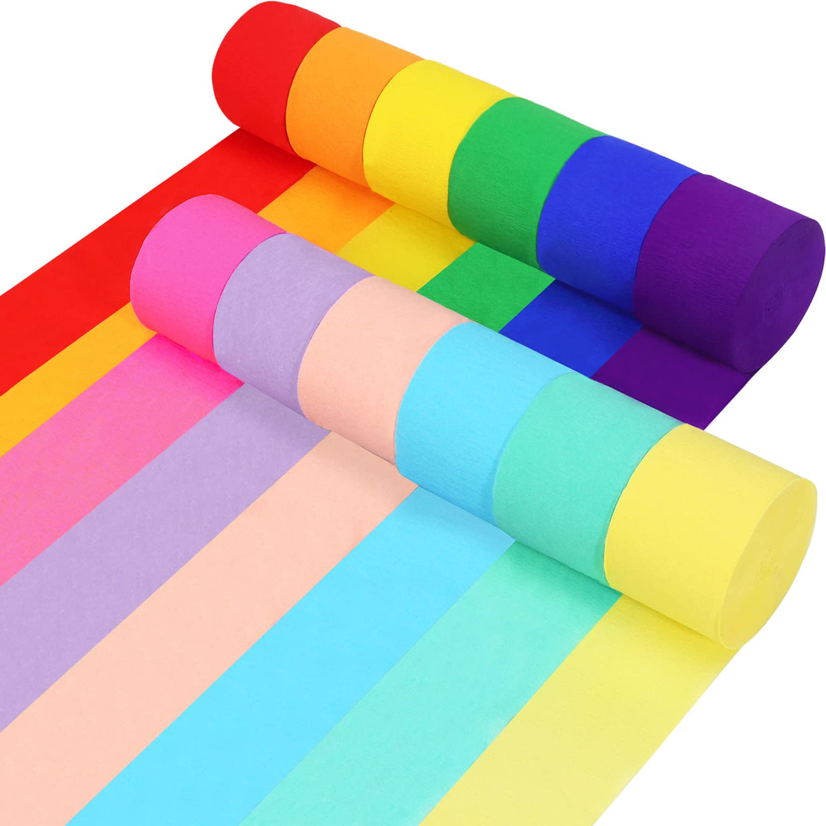 12 Rolls Crepe Paper Streamers, 12 Colors Streamers Party Supplies for Birthday Party Baby Shower