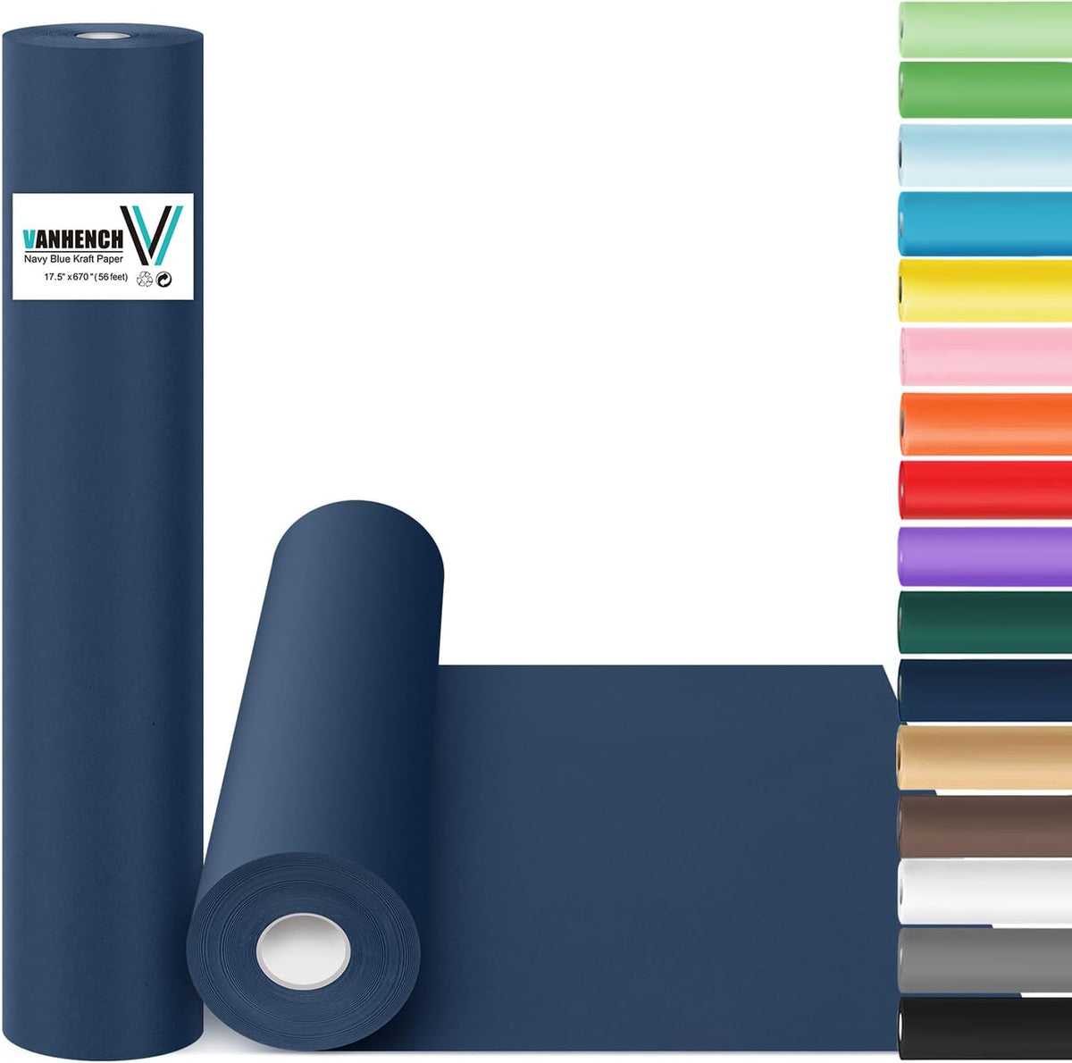 Vanhench Navy Blue Wrapping Paper 17.5"×963" (80 1/4FT), Birthday/Fathers Day Wrapping Paper, Art
