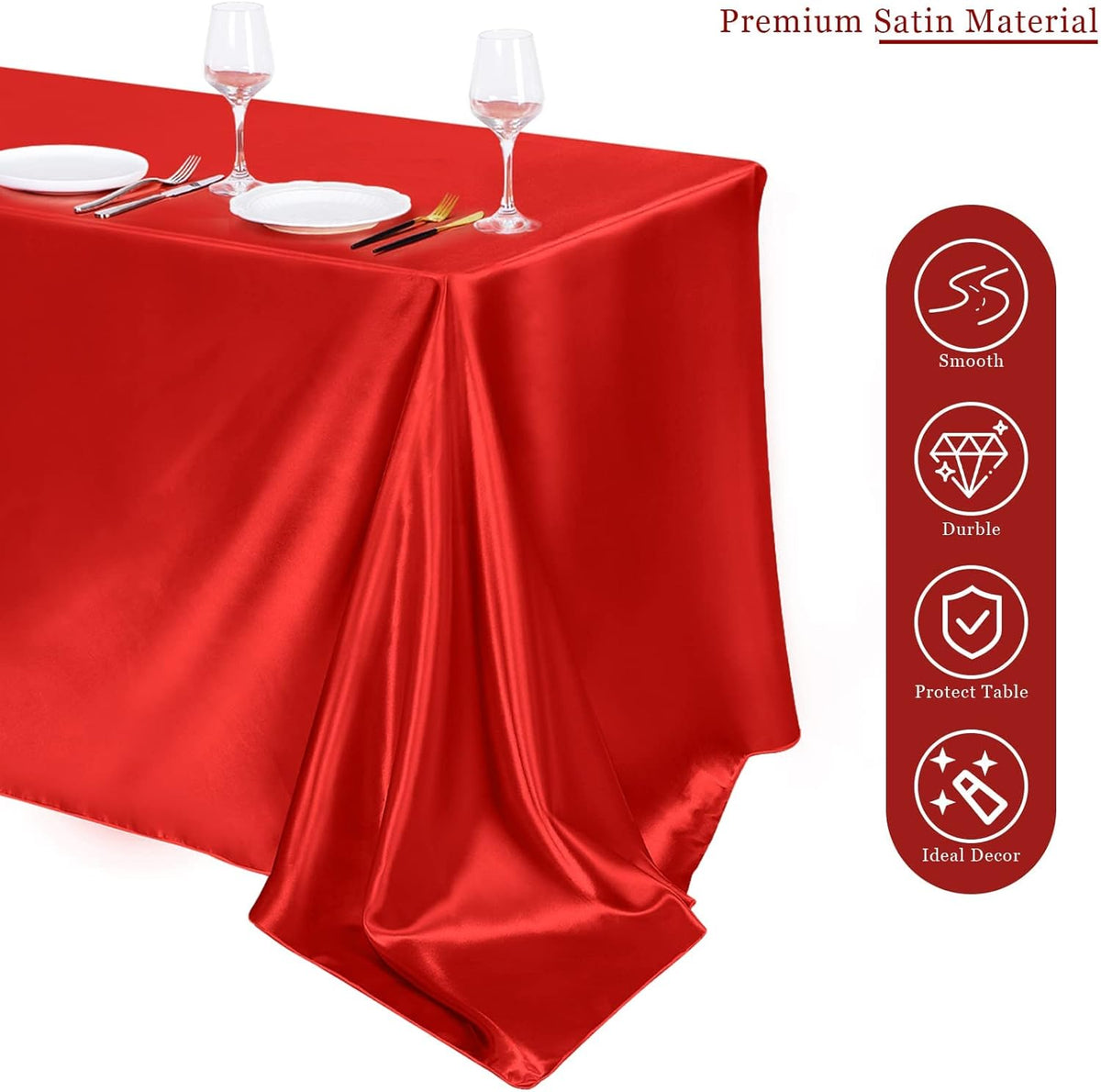 TURSTIN 4 Packs Satin Tablecloth 102 x 58 Inch Overlay Satin Table Cover Rectangle Bright Silk