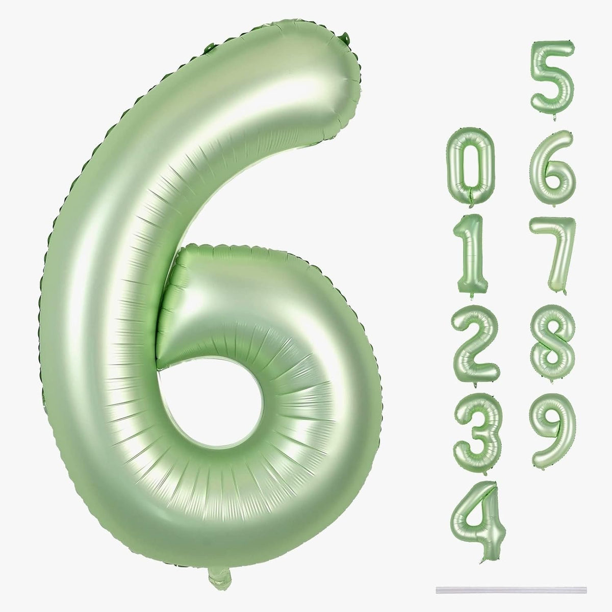 Sage Green Number 6 Balloons, 40 In Large Olive Green Number 6 Foil Helium Balloons for Girls