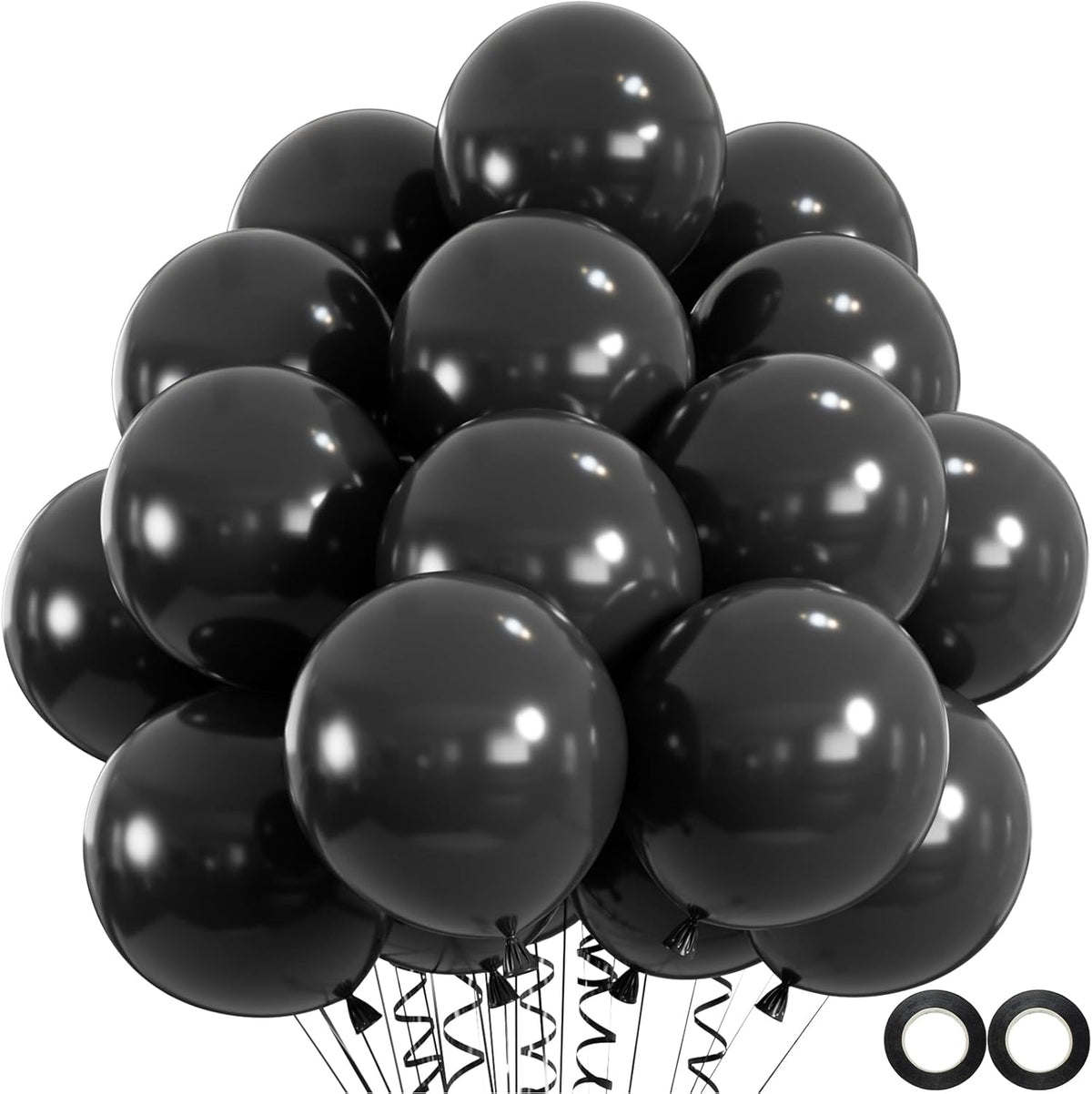 100pcs Black Balloons, Helium Quality 12 inch Black Party Balloons for Birthday, Halloween