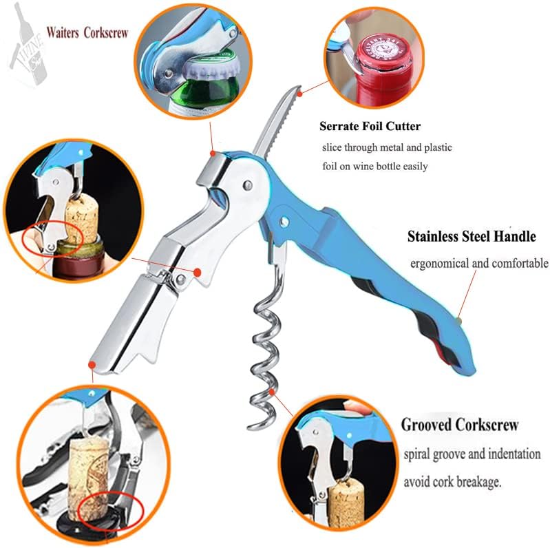 Professional Waiter Corkscrew Wine Openers Set, Heavy Duty Stainless Steel Hinges Wine Key for