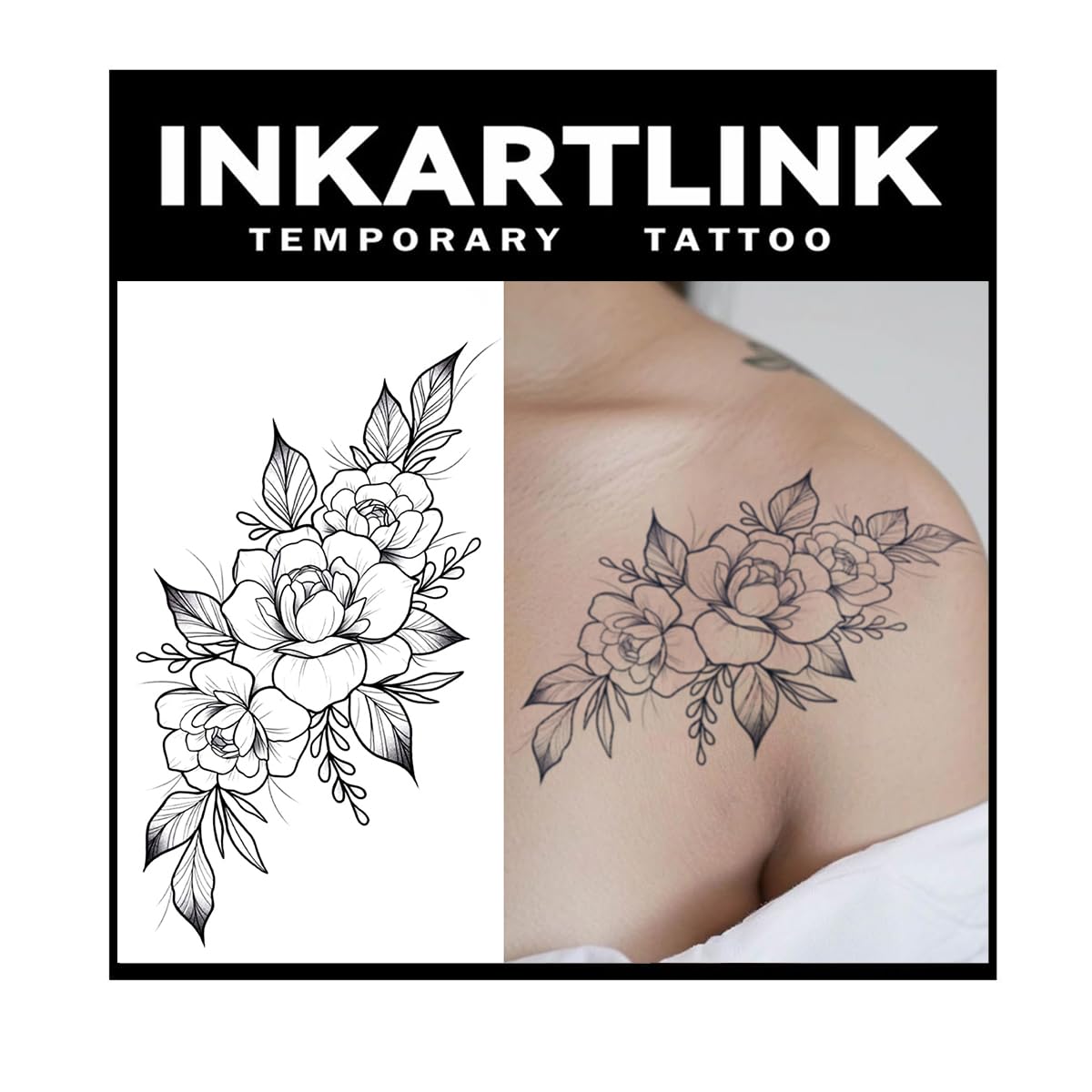 INKARTLINK Tattoo Tech, 2 Sheets Extra Large Semi Permanent Tattoo, Adult Art Design Temporary