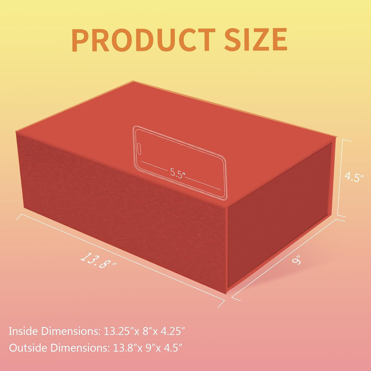 Rinrda Large Red Gift Box,13.75"x9"x4.5", Gift Boxes with Magnetic Lids for Presents Closure Gift
